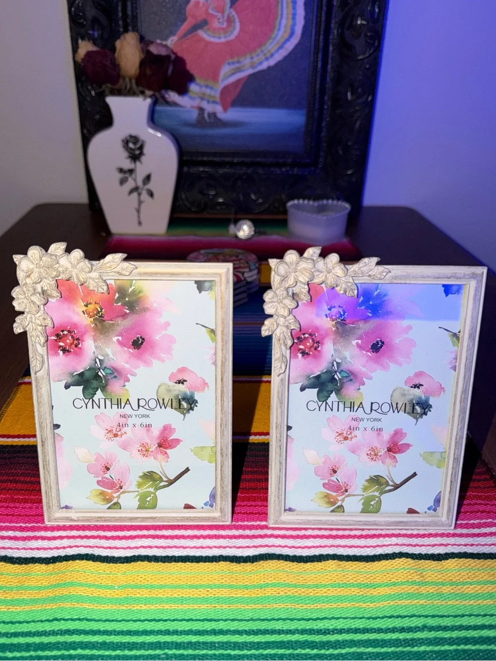 Cynthia Rowley Floral Picture Frames with Ornate Corners